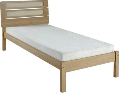 Santana 3ft Single Bed Frame in Light Oak and Rattan Effect