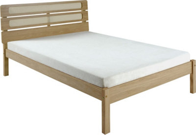 Santana 4ft6 Double Bed Frame in Light Oak and Rattan Effect