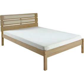Santana 4ft6 Double Bed Frame in Light Oak and Rattan Effect