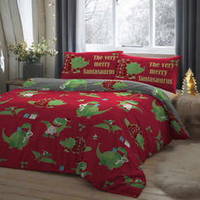 Santasaurus Christmas Glow in the Dark Bedroom Duvet Cover Set