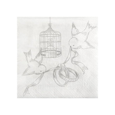 Santex Hochzeits-Servietten – 20 Stück, Love-Motiv, 33x33 Cm