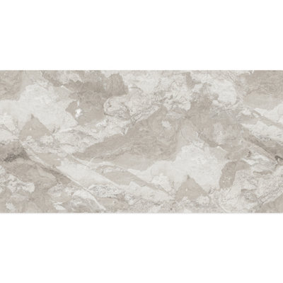 Santiago Gloss Grey Marble Effect Porcelain Wall & Floor Tile Pack of 16 Tiles 11m² (L)600mm (W)1200mm