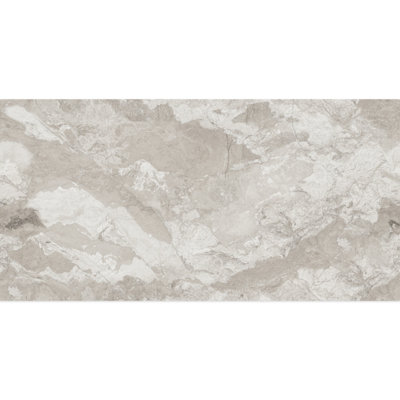 Santiago Gloss Grey Marble Effect Porcelain Wall & Floor Tile Pack of 16 Tiles 11m² (L)600mm (W)1200mm