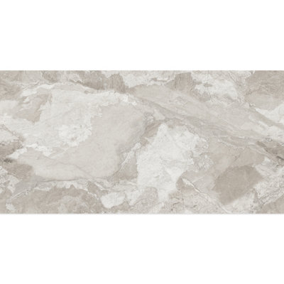 Santiago Gloss Grey Marble Effect Porcelain Wall & Floor Tile Pack of 16 Tiles 11m² (L)600mm (W)1200mm