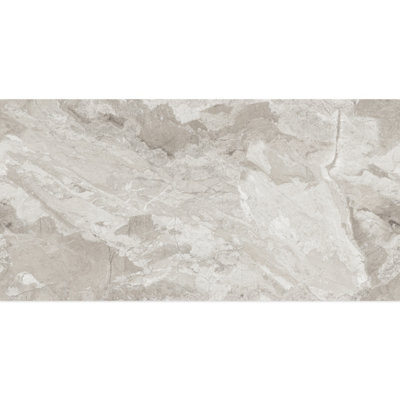 Santiago Gloss Grey Marble Effect Porcelain Wall & Floor Tile Pack of 16 Tiles 11m² (L)600mm (W)1200mm