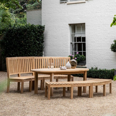 Santiago Oval Dining Table with Lazy Susan in Teak | DIY at B&Q