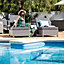 Santiago Rattan Sunlounger Set with Side Table in Grey
