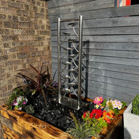 Santiago Stainless Steel Solar Powered Water Feature With Cover