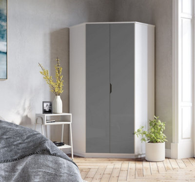 Grey corner wardrobe hotsell