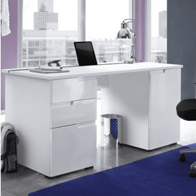 Santino Large White Gloss Computer Desk S15