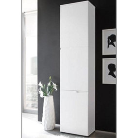 Santino Tall Narrow Bookcase with White Gloss Doors S13
