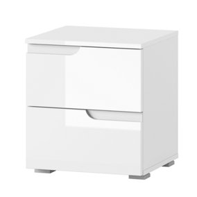 Santino White Gloss 2 Drawer Bedside Table S32