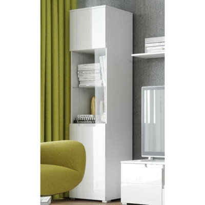 Santino White Gloss Tall 1 Glass Door Display Unit S25