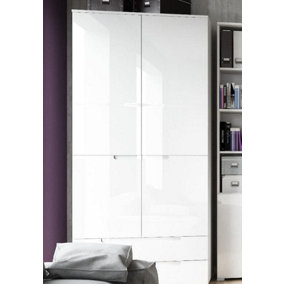 Santino White High Gloss 2 Door 2 Drawer Wardrobe S28