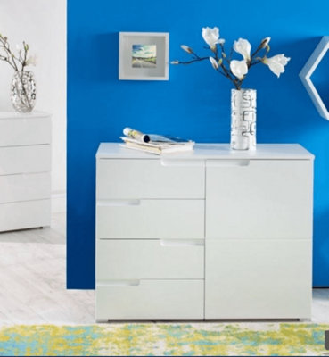 Santino White High Gloss Narrow Sideboard S5