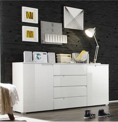 Santino White High Gloss Wide Sideboard S8