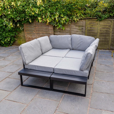 Santorini Corner Grey Garden Sofa Set with Cushions