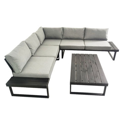 Santorini Corner Grey Garden Sofa Set with Cushions