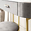 Santorini Dream Set 2-Dove Grey Velvet Dressing Table with LED Touch Sensor Mirror