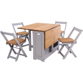 Santos Butterfly Dining Set - Slate Grey/Distressed Waxed Pine