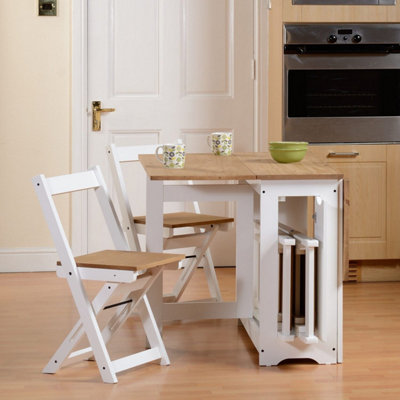 Santos Butterfly Dining Set White  Distressed Waxed Pine
