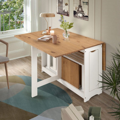 Santos Butterfly Dining Set White  Distressed Waxed Pine