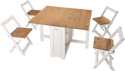 Santos Butterfly Dining Set White  Distressed Waxed Pine