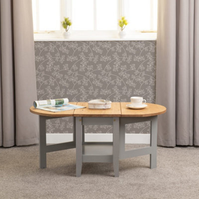 Santos Drop Leaf Coffee Table Grey Slate with Distressed Waxed Pine Top
