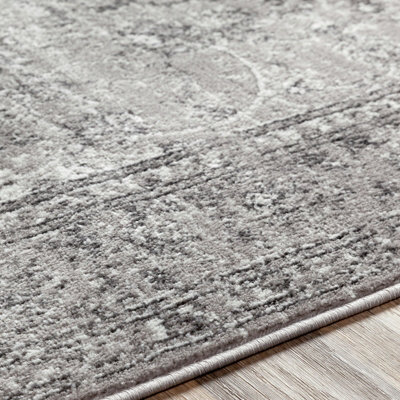 SANVI Vintage Traditional Oriental Boho Charcoal Area Rug 200 x 275 cm