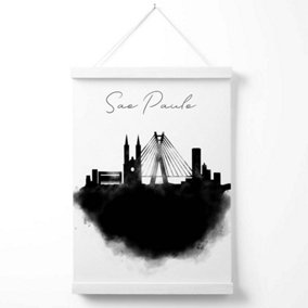 Sao Paulo Watercolour Skyline City Poster with Hanger / 33cm / White
