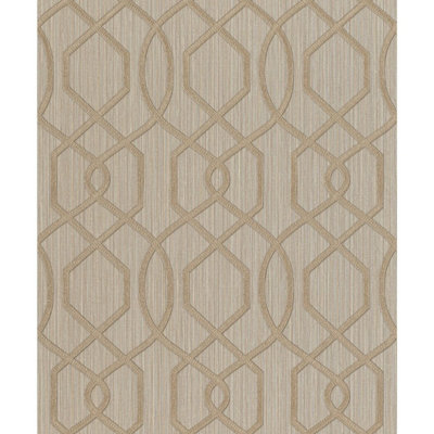 Saphira Woven Trellis Wallpaper Golden Brown Rasch 420715