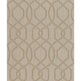 Saphira Woven Trellis Wallpaper Golden Brown Rasch 420715
