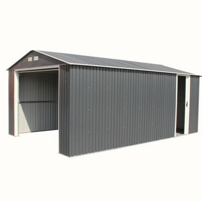 Sapphire 12x32ft Olympian Fronted Apex Metal Garage