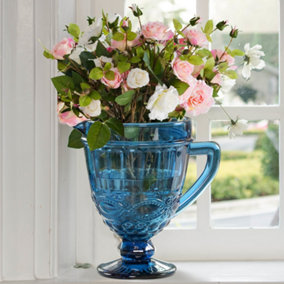 Sapphire Blue Glass Pitcher Jug Vase