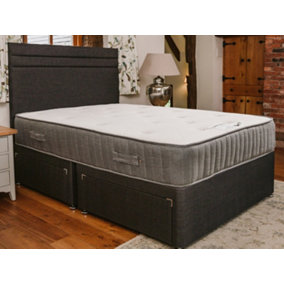 Sapphire Memory Foam Orthopaedic Sprung Divan Bed Set 2FT6 Small Single 2 Drawers Side - Naples Slate