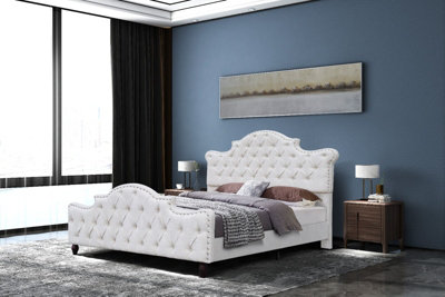 Sapphire Premium Cotton Upholstered Bed Frame Modern Textured Fabric ...