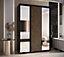 Sapporo II - Black Matt Mirrored Sliding Door Wardrobe - Sleek Design, Lamella Effect (H)2050mm (W)1700mm (D)600mm