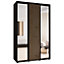 Sapporo II Black Matt Mirrored Sliding Door Wardrobe - Sleek Space-Saving Design (H)2050mm (W)1500mm (D)600mm