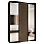 Sapporo II Black Mirrored Sliding Door Wardrobe with Lamella Effect (H)2050mm (W)1800mm (D)600mm