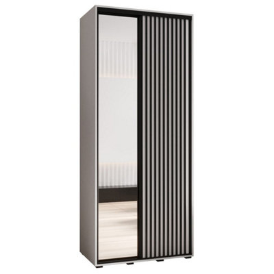 Sapporo II - Crisp White Mirrored Sliding Door Wardrobe - Compact Storage for Modern Living (H)2050mm (W)1200mm (D)600mm
