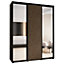 Sapporo II Mirrored Sliding Door Wardrobe - Black Matt (H)2050mm (W)2000mm (D)600mm
