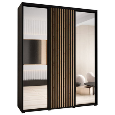 京セラ　GIVL1216-1SS Sapporo II Mirrored Sliding Door Wardrobe - Black Matt (H)2050mm
