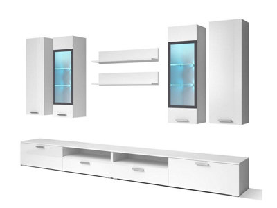 Sarah Entertainment Unit - Versatile for TVs Up To 58" with Mesmerising LED Features - W2800mm x H350mm + 1050mm x D400mm