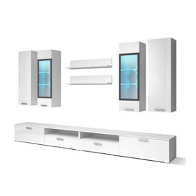 Sarah Entertainment Unit - Versatile for TVs Up To 58" with Mesmerising LED Features - W2800mm x H350mm + 1050mm x D400mm