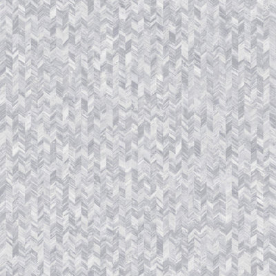 Saram Texture Mini Chevron Geometric Wallpaper Grey Smooth Finish