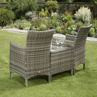 Sarasota 2 Seat Rattan Garden Companion Furniture Set with Aluminium Frame in Grey