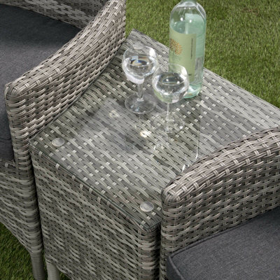 Sarasota 2 Seat Rattan Garden Companion Furniture Set with Aluminium Frame in Grey - 8