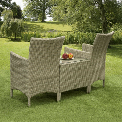 Sarasota 2 Seat Rattan Garden Companion Furniture Set with Aluminium Frame in Natural