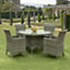 Sarasota 4 Seat Rattan Garden Dining Set with Aluminium Frame in Grey