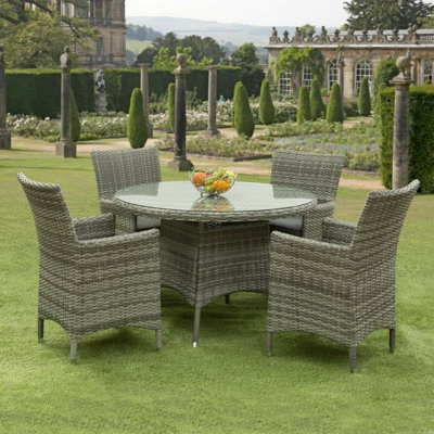 Sarasota 4 Seat Rattan Garden Dining Set with Aluminium Frame in Grey